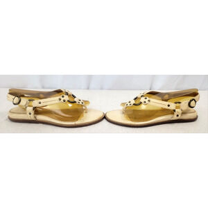 Frye Holly Sling Back Sandals Cream Leather Studded Ring Thong Women's Size 9M